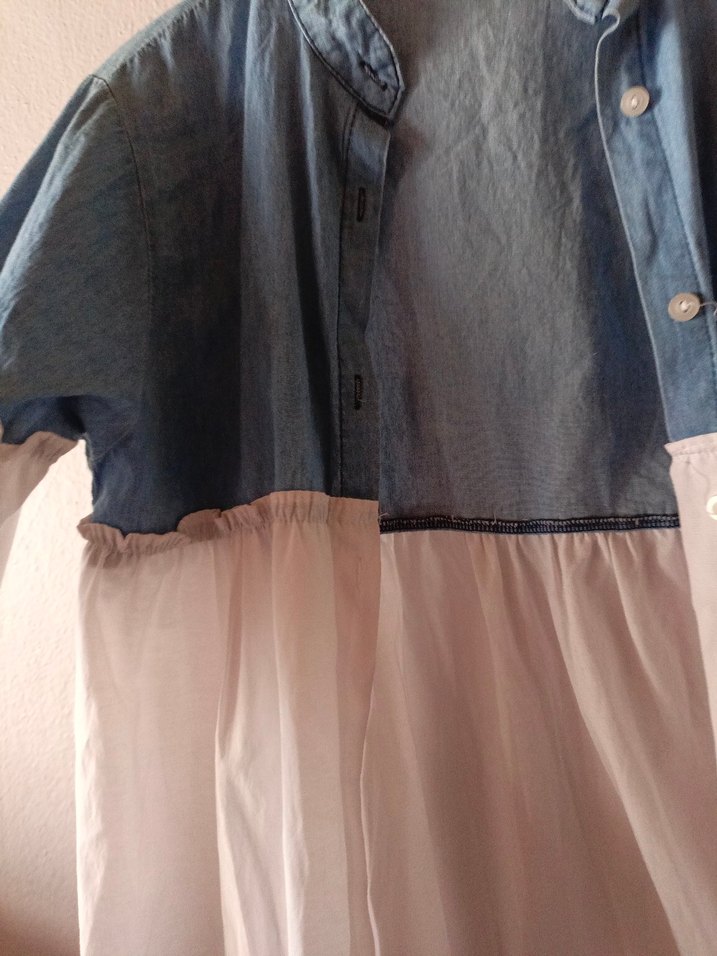 Düğmeli Beyaz Denim Bohem Gömlek - Görsel 4