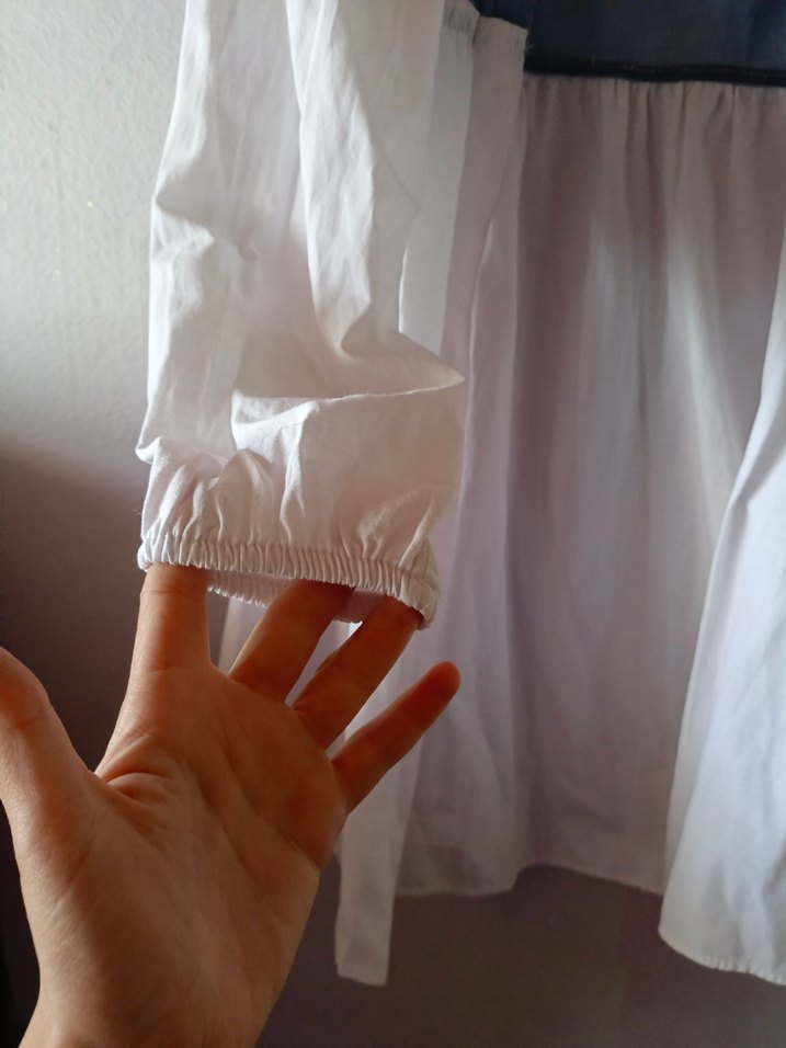 Düğmeli Beyaz Denim Bohem Gömlek - Görsel 3