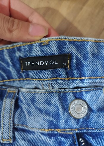 36 Beden Mavi Kadın Bol Kesim Midi Denim Pantolon