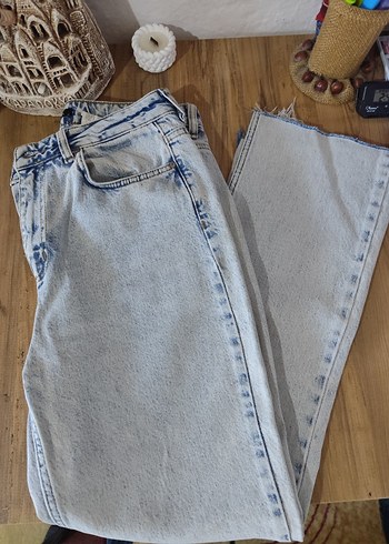 Gri Midi Boy Bol Kesim Kadın Kot Pantolon