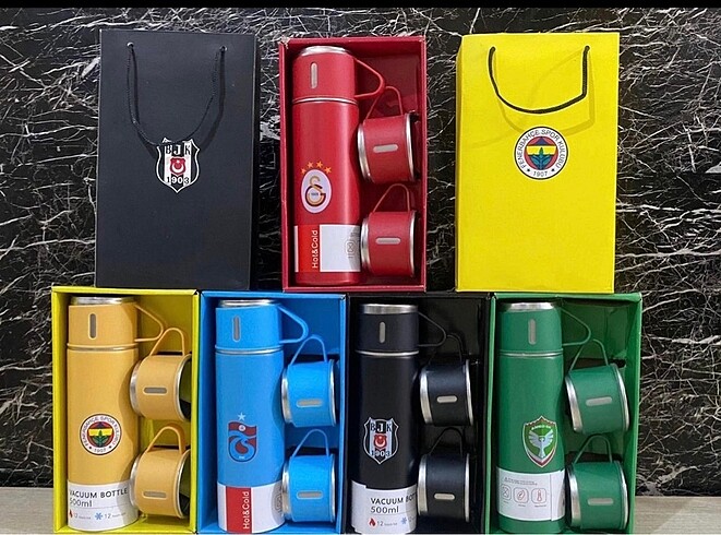 3 bardaklı taraftar termos