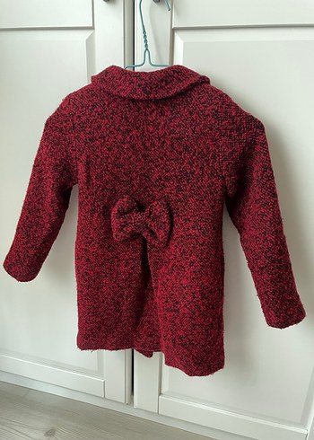 Bordo Düğmeli Kız Çocuk Klasik Kaban - Görsel 3