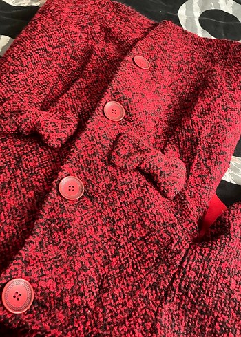 Bordo Düğmeli Kız Çocuk Klasik Kaban - Görsel 5