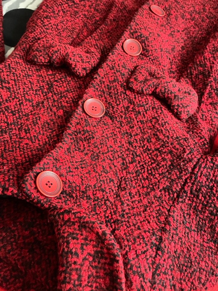 Bordo Düğmeli Kız Çocuk Klasik Kaban - Görsel 4