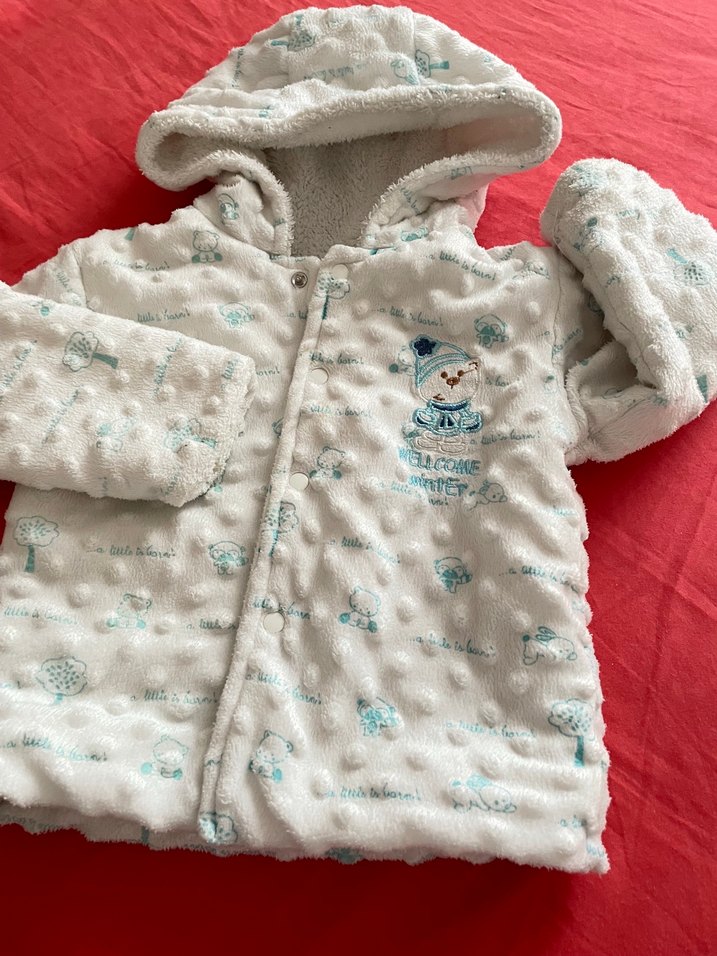 Kapüşonlu Baskılı Bebek Montu - Görsel 2