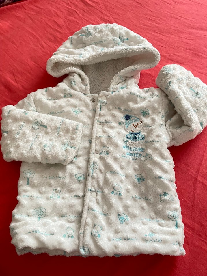 Kapüşonlu Baskılı Bebek Montu - Görsel 3