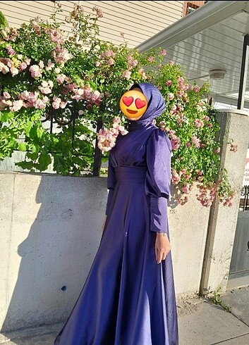 40 beden Lacivert saten abiye - Görsel 2