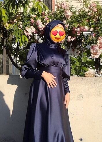 40 beden Lacivert saten abiye - Görsel 3