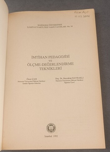 İmtihan Pedagojisi ve Ölçme Değerlendirme Teknikleri