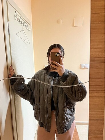 Zara Zara Dolgulu Gri Bomber Ceket