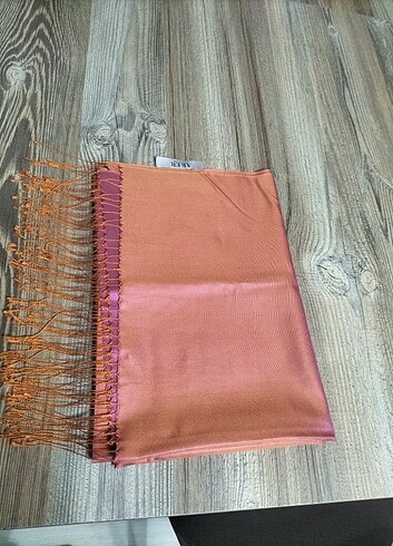 Aker somon pembe rengi çift taraflı şal - Görsel 2