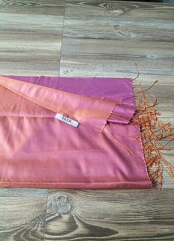Aker somon pembe rengi çift taraflı şal - Görsel 3