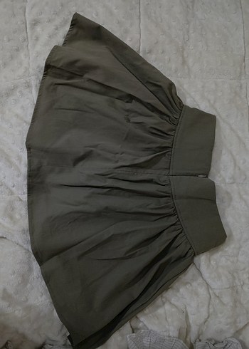 Shein Yağ Yeşili Bel Detaylı Midi Etek - Görsel 2