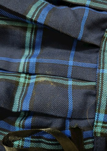 Köstebek Dantel Detaylı Lacivert Ekose Gotik Mini Etek - Görsel 4