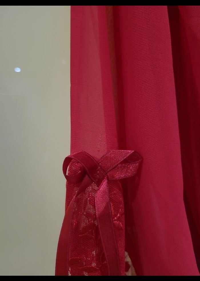 NBB kırmızı sabahlıklı gecelik - Görsel 4