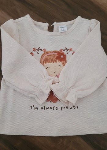 Kız Çocuk Bej Triko Uzun Kollu Tişört - Görsel 2