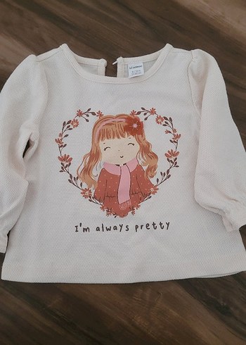 Kız Çocuk Bej Triko Uzun Kollu Tişört - Görsel 3