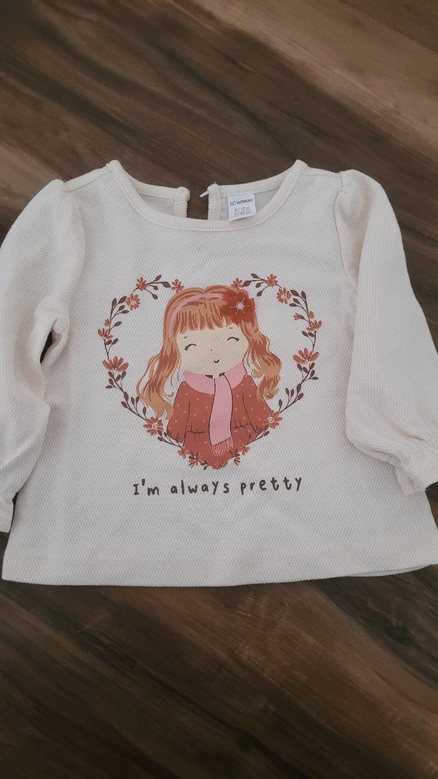 Kız Çocuk Bej Triko Uzun Kollu Tişört - Görsel 3