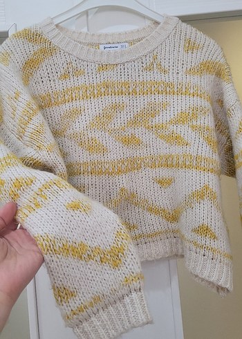 Örgü Bohem Kadın Kazak Sarı - Görsel 3