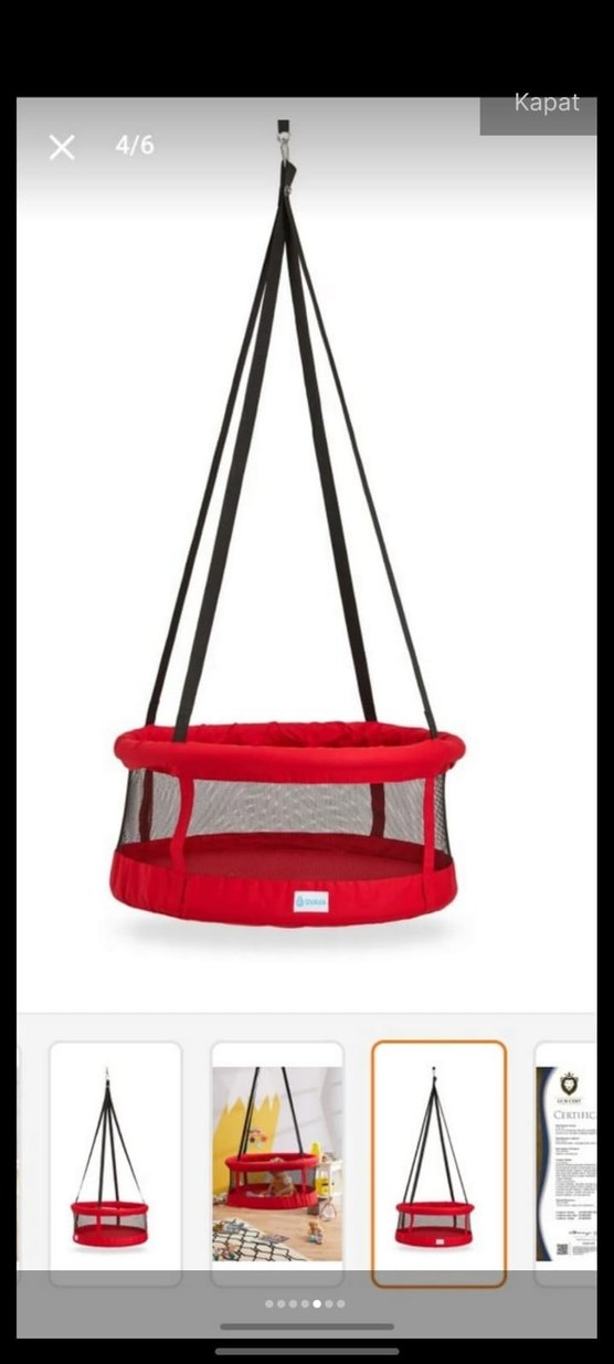 Kırmızı Renkli Bebek Salıncağı - Görsel 3
