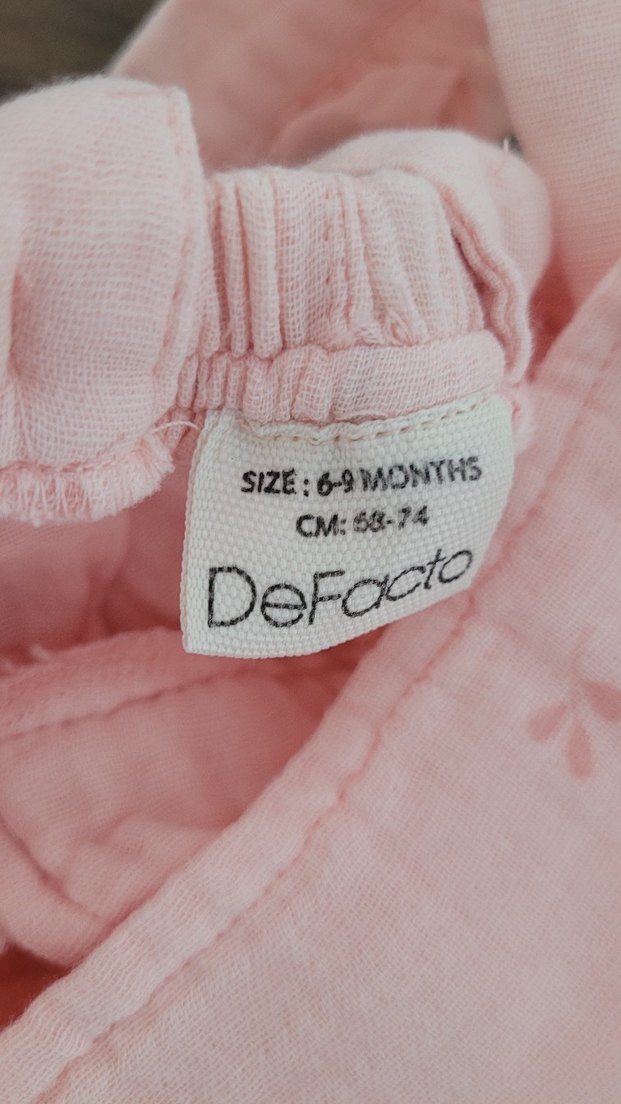 Kız Çocuk Pembe Pamuklu Fırfırlı Elbise - Görsel 4