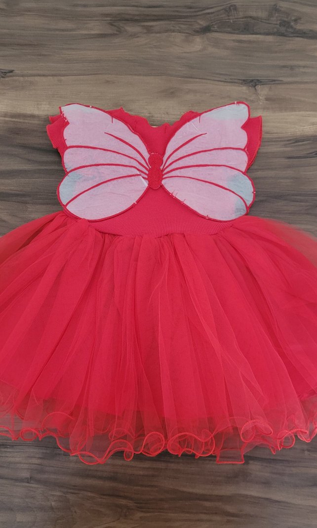 Kız Çocuk Renkli Kısa Kollu Fırfırlı Elbise - Görsel 2