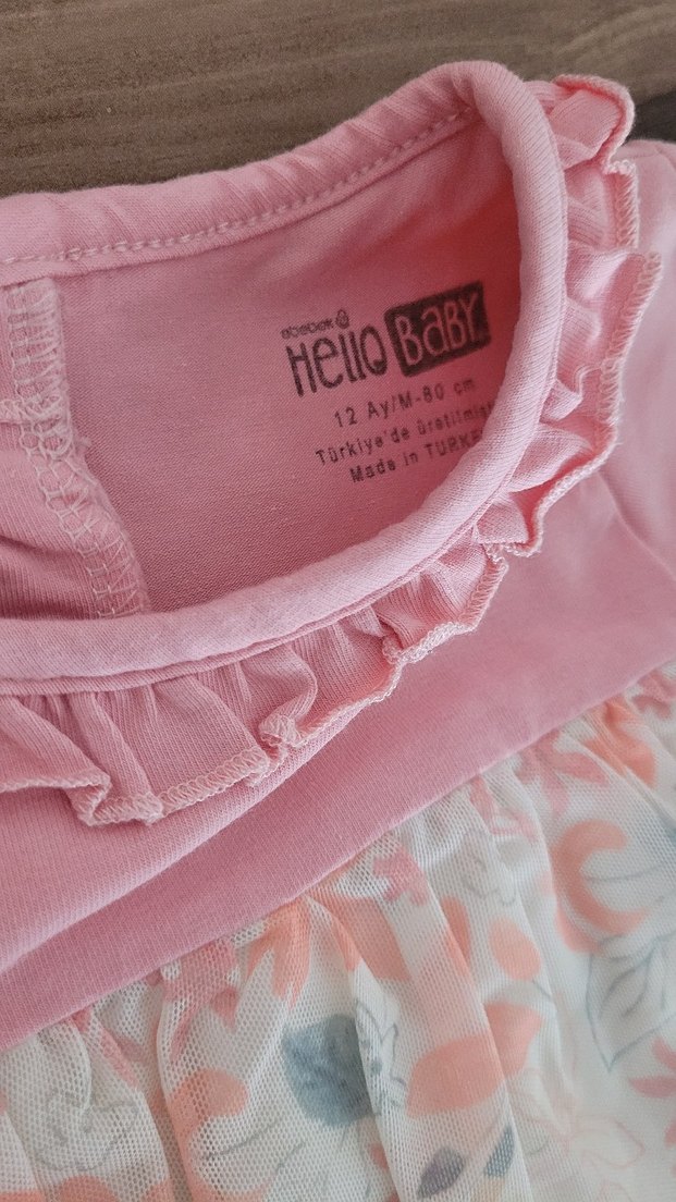 Pembe Çiçekli Kısa Kollu Kız Elbise - Görsel 2