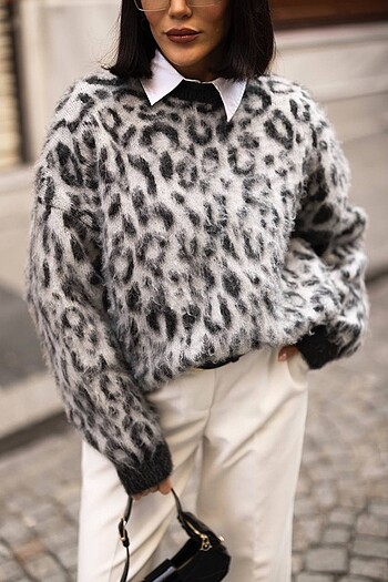 Zara Leoparlı Triko Kazak
