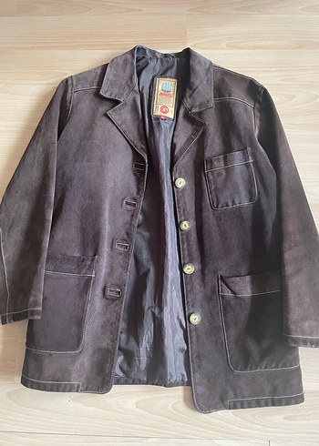 Düğmeli Kahverengi Vintage Süet Kadın Ceket