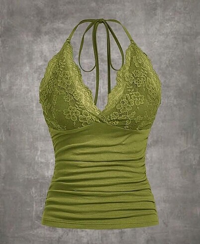 lace ruched halter top