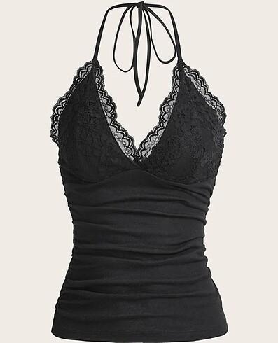 lace ruched halter top