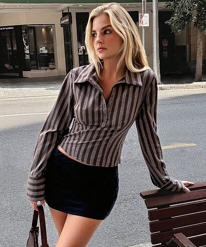 striped crop shirt