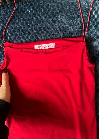 Kırmızı Askılı Midi Mini Elbise - Görsel 2