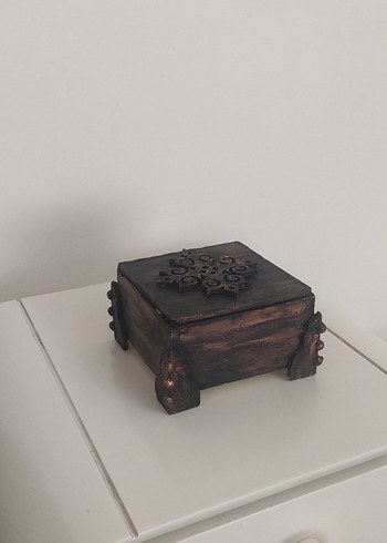 Ahşap Sanat Koyu Kahverengi Ahşap Dekoratif Kutu