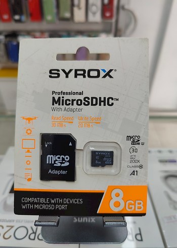 SYROX 8GB MicroSDHC Hafıza Kartı ve Adaptör