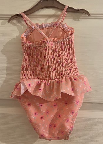 9-12 Ay Beden pembe Renk Kız Çocuk Pembe Askılı Mayo