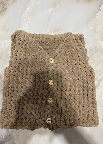 Bohem Tarz Kahverengi Örgü bebek  Süveter - Görsel 2