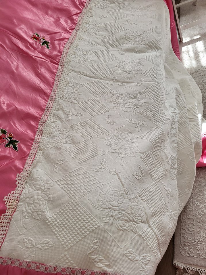 İşlemeli Parlak Pembe pike - Görsel 2