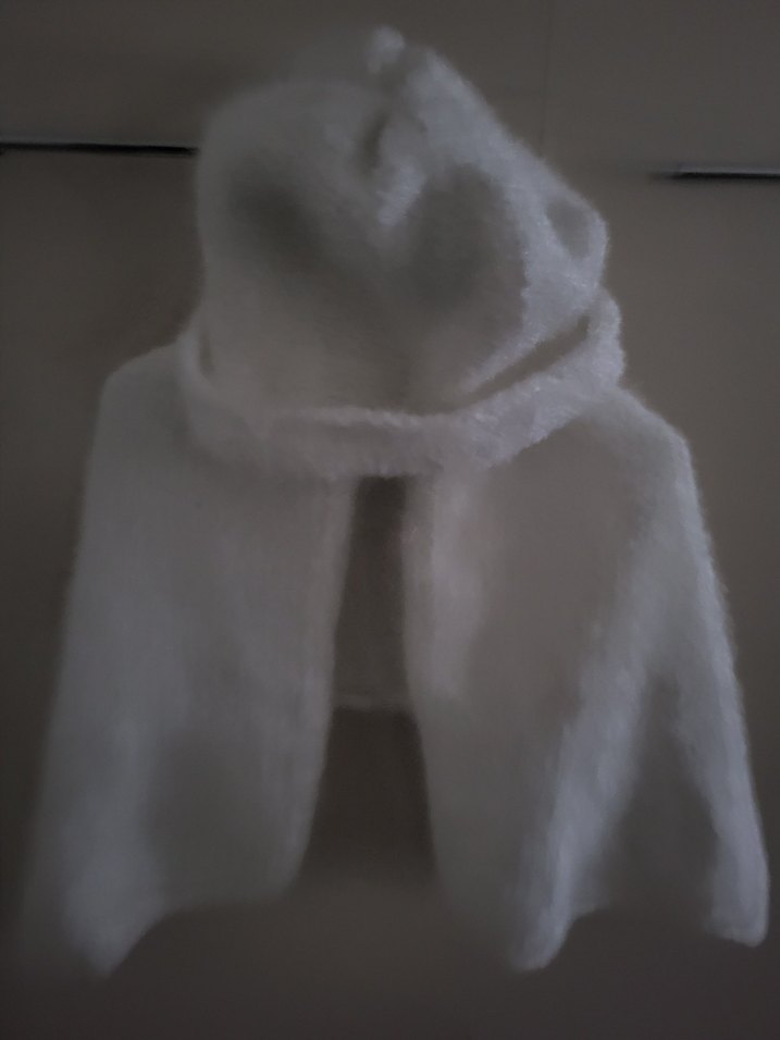 Beyaz Örgü  Bere ve Atkı Seti el örgü - Görsel 3