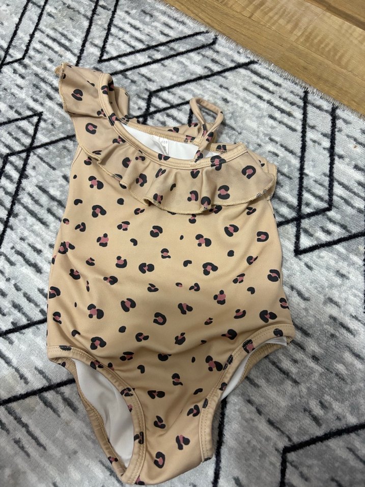 Kız Çocuk Leopar Desenli Askılı Mayo - Görsel 2