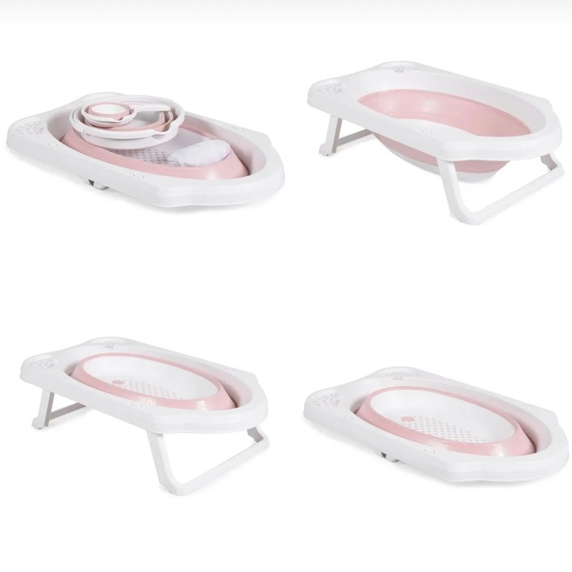 Katlanabilir Pembe Bebek Küveti ve Seti - Görsel 2