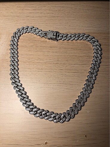 Cuban chain Taşlı gümüş kolye hiphop iced out