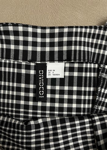H&M Düğmeli Siyah Kareli Jile Elbise