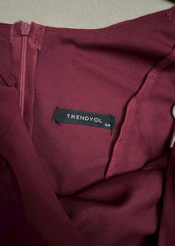 Trendyol & Milla Bordo Beli Büzgülü Mini Elbise