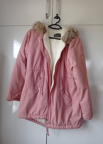 Kürklü Pembe Kadın Midi Mont