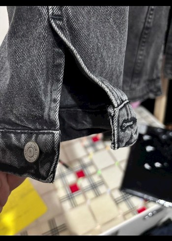 Gri Düğmeli Kadın Denim Ceket - Görsel 3