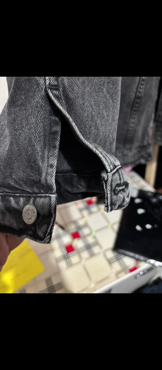 Gri Düğmeli Kadın Denim Ceket - Görsel 3