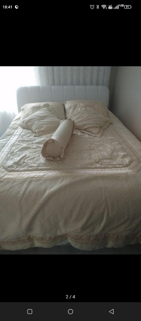 Beyaz Düz Desen Yatak Örtüsü - Görsel 2