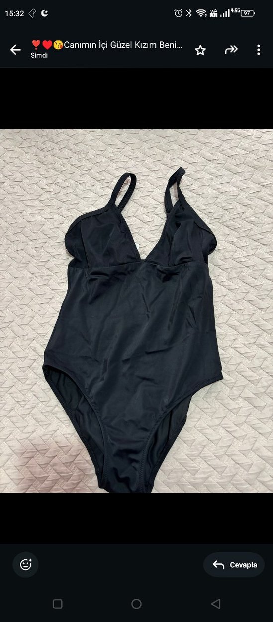 Marks & Spencer Siyah Desenli Dolgulu Plunge Mayo - Görsel 2