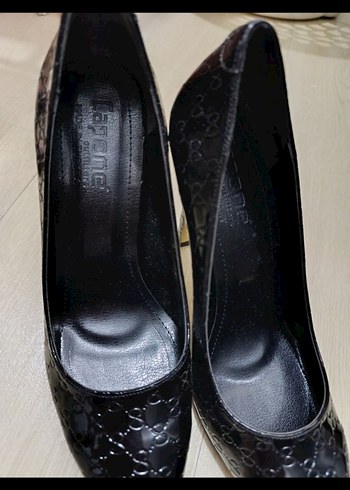 Siyah Yılan Desenli Dantel Detaylı Stiletto - Görsel 2